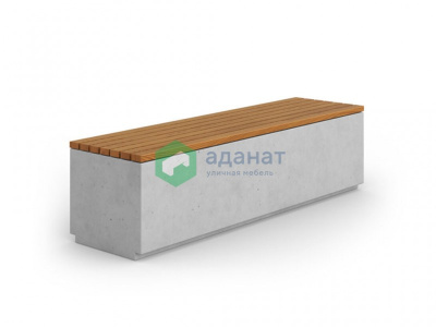 Скамья Багдад 1800 с настилом - серый гладкий 1800х500х485мм Бетон.Древесина: сосна. Покрытие: свет