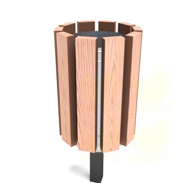 Урна уличная У556 с деревянными брусками 410x410x700 мм