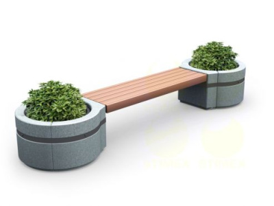 Скамья уличная парковая C4 с боковинами из архитектурного бетона 3000х750х450 мм