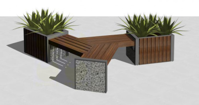 Скамья с вазонами С702-К 2340x2290x500 мм