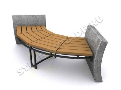 Софа парковая уличная S4 2080x950x650 мм архитектурный бетон