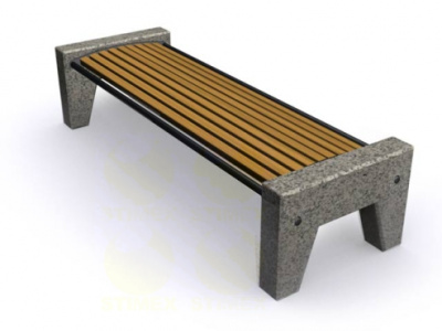 Скамья уличная парковая C3 с боковинами из натурального гранита 1740x650x450 мм 