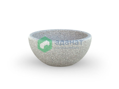 Цветочница бетонная «Полусфера» (Ø - 1000 мм) - «Мытый гравий» на сером бетоне 1000х440мм