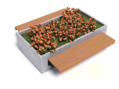 Цветочница со скамьей ЦВ1+2хС712 2400х2400х600 мм
