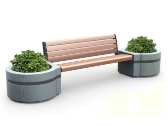 Диван городской уличный D17 (Д17) с боковинами из архитектурного бетона 3000x750x800 мм