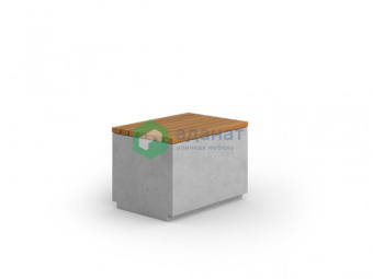 Скамья Багдад 700 с настилом - серый гладкий 700х500х485мм Бетон.Древесина: сосна. Покрытие: свет