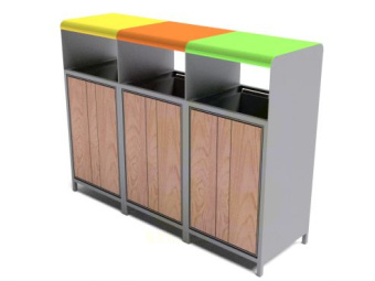 Урна для раздельного сбора мусора U502-trio (У502-трио) 1320x400x985 мм