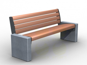 Диван городской уличный D2-450mm с боковинами из архитектурного бетона 1660x450x750 мм