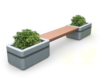 Скамья уличная парковая C2 (С2) с боковинами из архитектурного бетона 3280х570х450 мм