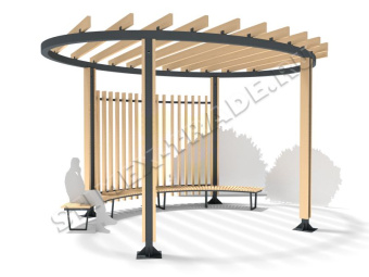 Пергола PG4 с задней стенкой 5320х4300х3270 мм